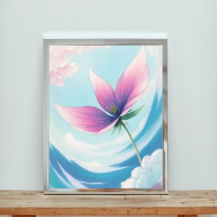 Surreal Bloom: Eine Blume fliegt Fotodruck