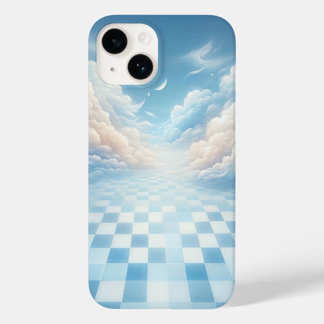 Surreal Blue Checkerboard Sky Phone Case - Dreamy  (Rückseite)