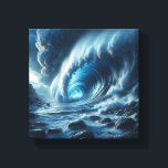 Surreal Blue Ocean Vortex - Majestic Tidal Wave  Leinwanddruck<br><div class="desc">A stunningly dramatic digital landscape featuring a massive, swirling blue ocean vortex breaking over a dark, rocky shoreline. The intense turquoise depth of the wave contrast with the heavy, stormy clouds, creating a sense of epic scale and natural power. Perfect for statement wall art, cinematic home decor, or as a...</div>