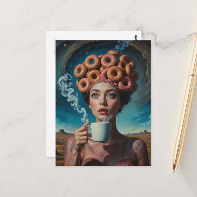 Surreal Breakfast donuts  Postkarte (Vorderseite/Rückseite Beispiel)