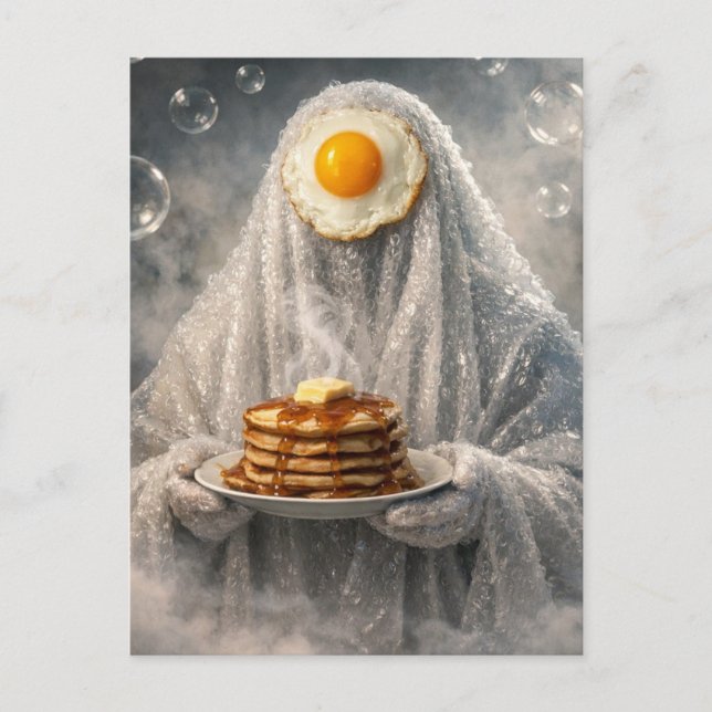 Surreal Breakfast pancakes and eggs bubble ghost  Postkarte (Vorderseite)