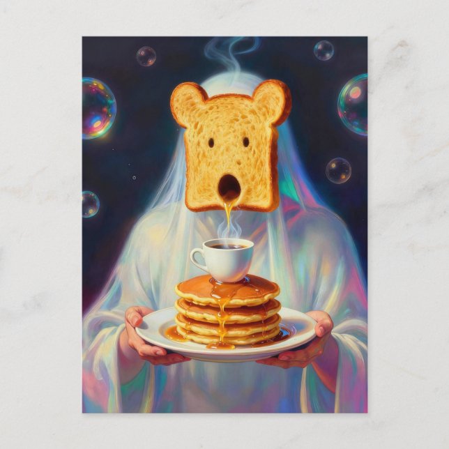 Surreal Breakfast Toast Pancakes and Coffee  Postkarte (Vorderseite)
