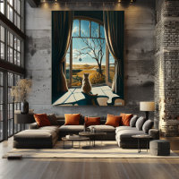 Surreal Cat Gazing Out Window - surrealistische Ku