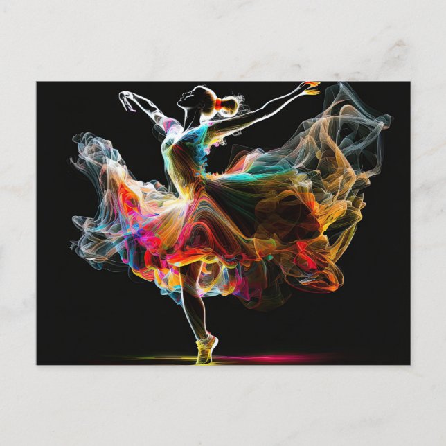 Surreal Colorful Tancing Ballerina Postkarte (Vorderseite)