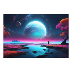 Surreal Cosmic Landscape Fantasy Astronaut Fotodruck