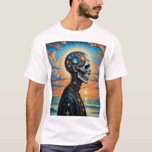 Surreal Cosmic Skull T - Shirt - Futuristische Gal