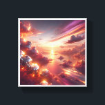 Surreal Cosmic Sunset - Dreamy Pink and Gold Cloud Leinwanddruck<br><div class="desc">A breathtaking surreal landscape featuring a radiant sunset over a calm celestial sea. The sky is filled with voluminous pink and purple clouds intertwined with metallic silver spheres and glowing light trails. This ethereal art piece creates a peaceful yet futuristic atmosphere, perfect for modern home decor, dream-themed bedrooms, or high-end...</div>