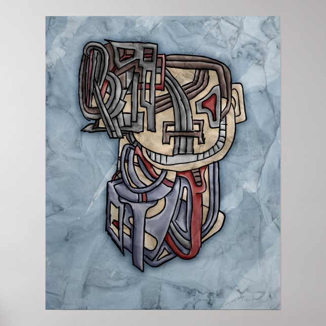 Surreal Cubist ein Portrait Poster (Vorne)