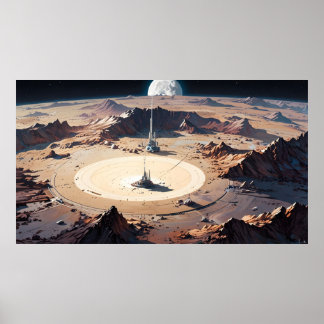 Surreal Desert Oase mit Sci-Fi Struktur Poster