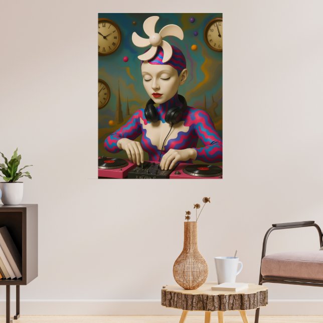 Surreal DJ Girl  Psychedelic Futuristic Art Design Poster (Wohnzimmer 3)