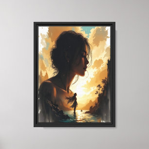 Surreal Double Exposure Sunset Woman Leinwand Kuns