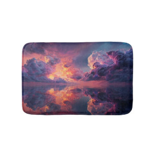 Surreal dramatische Wolken mit feurigem Sonnenunte Badematte