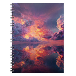 Surreal dramatische Wolken mit feurigem Sonnenunte Notizblock