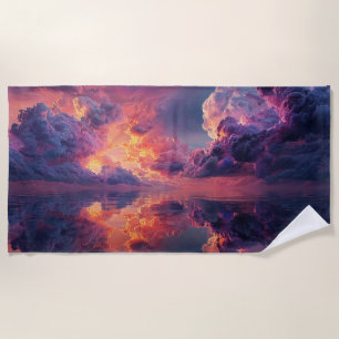 Surreal dramatische Wolken mit feurigem Sonnenunte Strandtuch