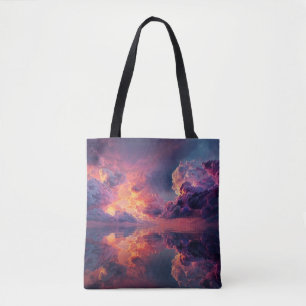 Surreal dramatische Wolken mit feurigem Sonnenunte Tasche