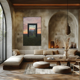 Surreal Dreamlike Gateway to City in Fields Poster