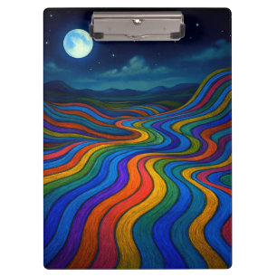 Surreal Dreamscape Moonlight Rainbow Land Klemmbrett