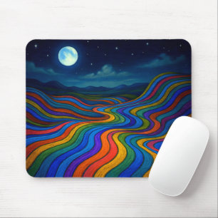 Surreal Dreamscape Moonlight Rainbow Land Mousepad