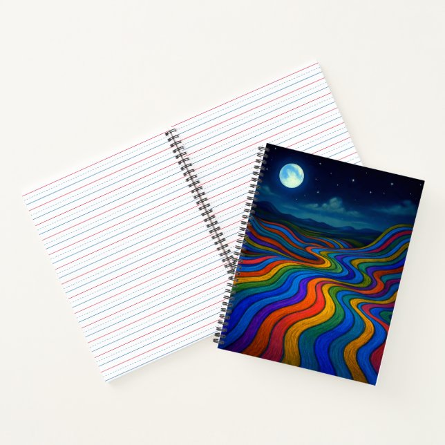 Surreal Dreamscape Moonlight Rainbow Land Notizbuch (Innenseite)