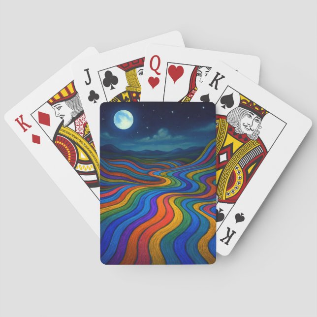 Surreal Dreamscape Moonlight Rainbow Land Spielkarten (Rückseite)