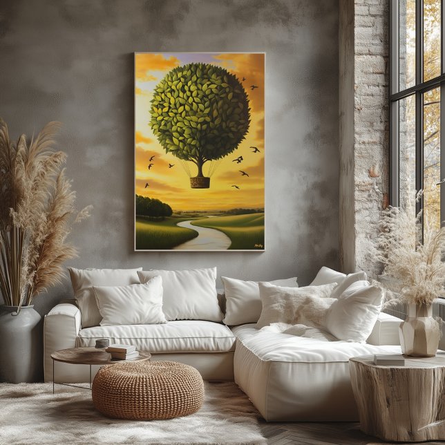 Surreal Dreamscape Tree Ballon über Serene Land Poster (Von Creator hochgeladen)