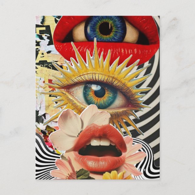 Surreal eyes and lips Postcard Postkarte (Vorderseite)