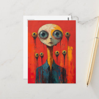 Surreal Face With  Several Eyes Postkarte