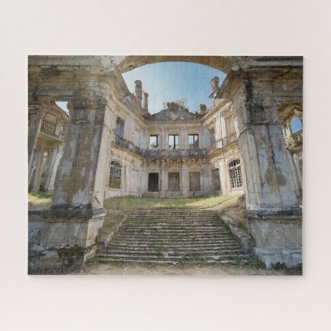 Surreal Fantasy Abandoned French Chateau Courtyard (Horizontal)