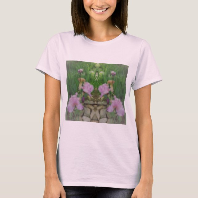 Surreal Fantasy Iris Blumenweg T-Shirt (Vorderseite)