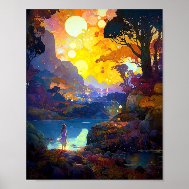 Surreal Fantasy Landschaft Art Poster (Vorne)