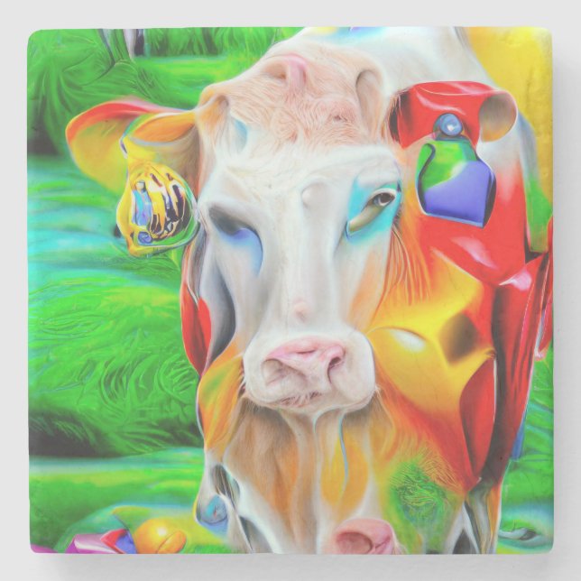 Surreal Farm Art Steinuntersetzer (Vorderseite)