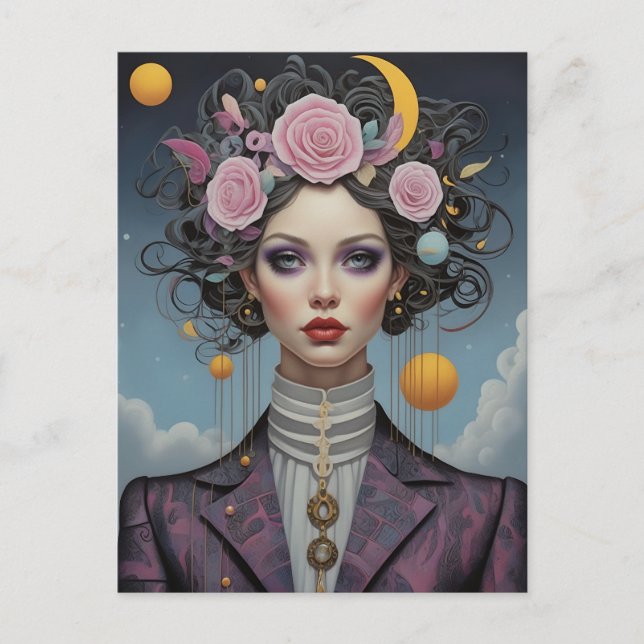 Surreal Fashion Portrait Postkarte (Vorderseite)