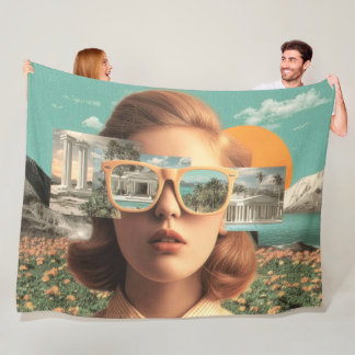 Surreal female portrait with retro sunglasses fleecedecke