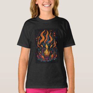 Surreal Flame Cartoon Girls' T-Shirt