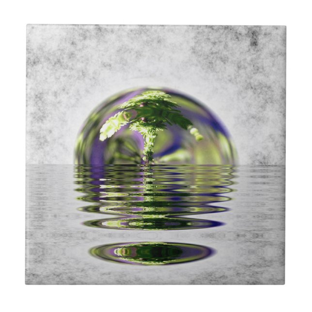 Surreal Floating Bonsai Tree Tile Fliese (Vorderseite)