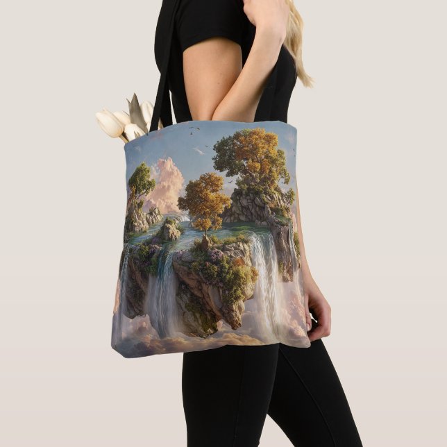 Surreal Floating Cliffs With Waterfalls Tasche (Von Nahem)