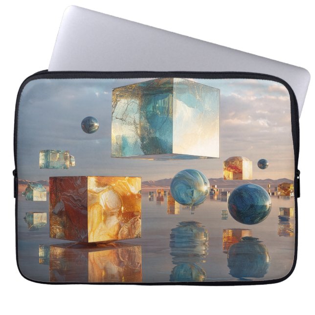 Surreal Floating Cubes And Spheres Laptopschutzhülle (Vorderseite)