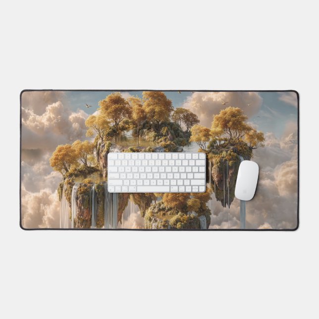 Surreal Floating Islands With Golden Trees Schreibtischunterlage (Tastatur & Maus)