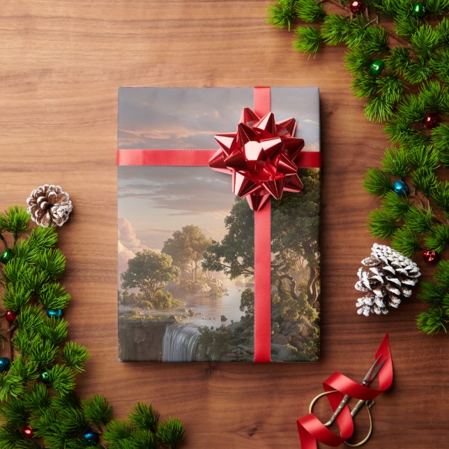 Surreal Floating Islands with Waterfall Geschenkpapier (Feiertagsgeschenk)