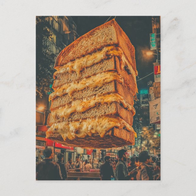 Surreal Floating Sandwich Postcard Postkarte (Vorderseite)