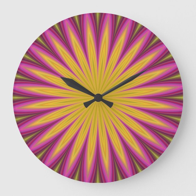 Surreal Flower with Purple & Yellow Petals Große Wanduhr (Vorderseite)