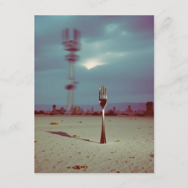 Surreal Fork in the Desert Postkarte (Vorderseite)