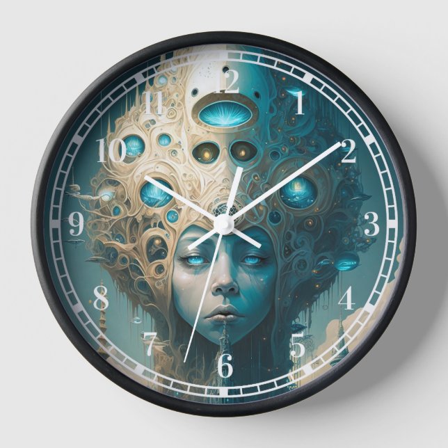 Surreal Futuristische Alien Woman Lanscape Uhr (Vorderseite)
