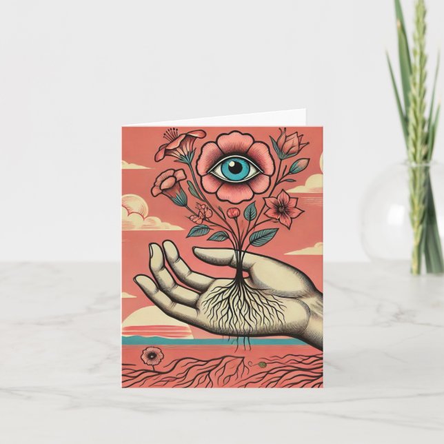 Surreal Gardeners Hand jeder Anlass Karte (Vorderseite)