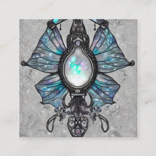 Surreal gemalte Opal-Flügel-Anhänger Quadratische Visitenkarte