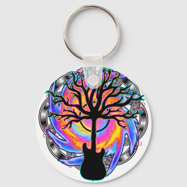 Surreal Gitarre Art "Psychedelic Sonic Cyclone" Schlüsselanhänger (Vorderseite)