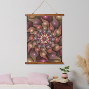 Surreal glänzende Blumen moderne abstrakte Fraktal Wandteppich Mit Holzrahmen