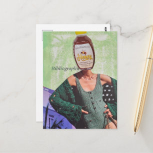 Surreal Honey Frau Mixed Media Collage Postkarte