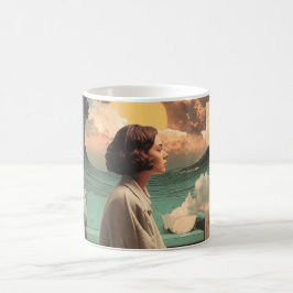 Surreal Interior With Woman and Cat Kaffeetasse