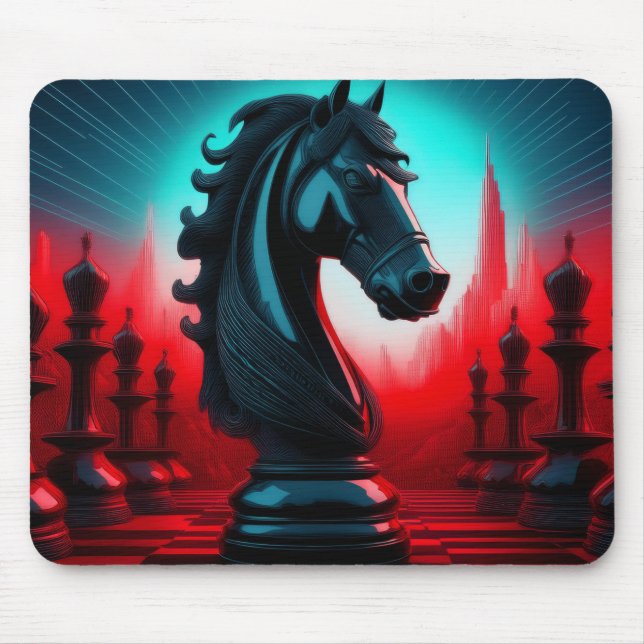 Surreal Intricated Black Knight Schach Piece Mousepad (Vorne)